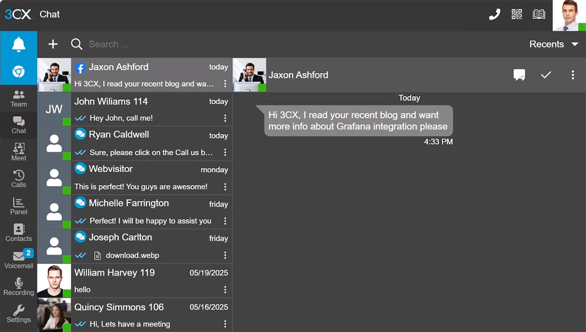 3CX web client facebook chat