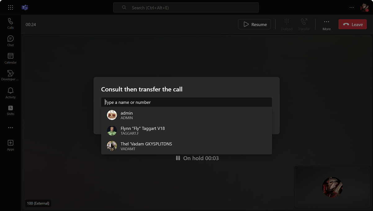 3CX teams - consult then transfer the call