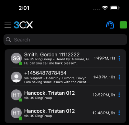 3CX iOS Shared Voicemail