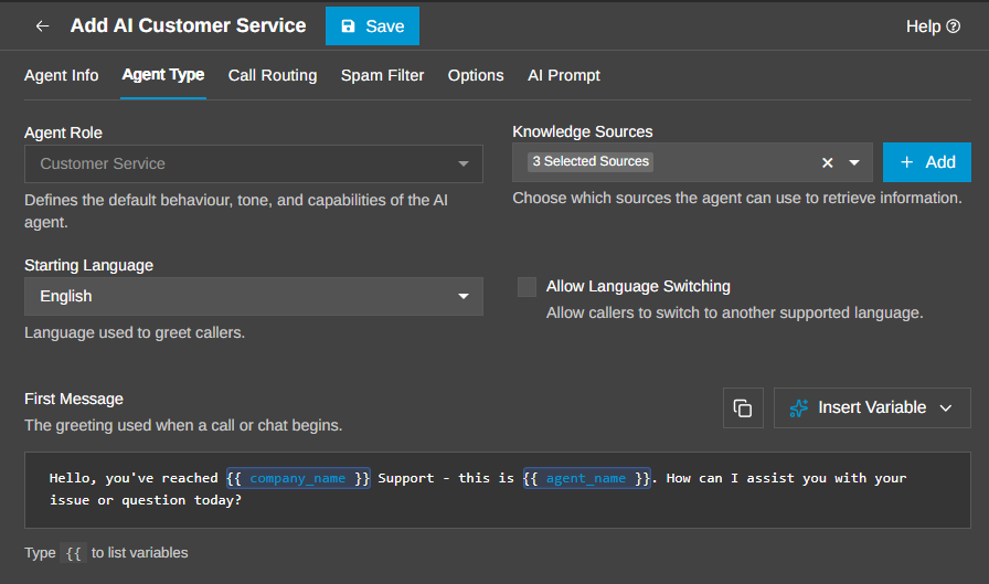 Add Customer Service AI Agent Add Customer Service AI Agent