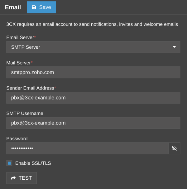 Zoho SMTP settings