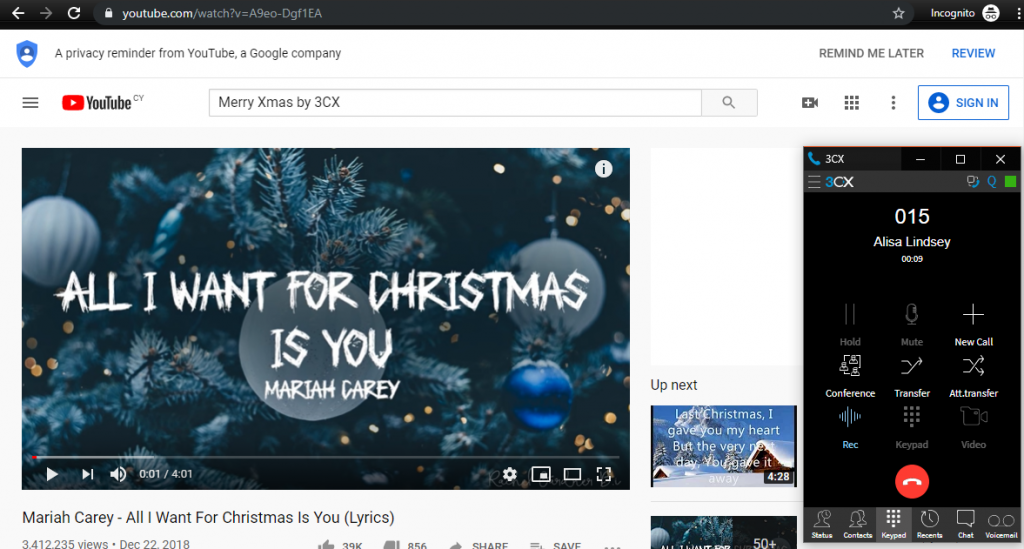 3CX V16 Update 4 - расширение Chrome для простой работы с вызовами