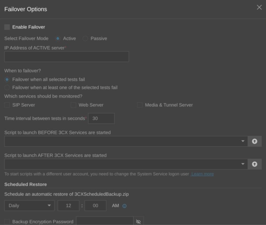 failover options failover options