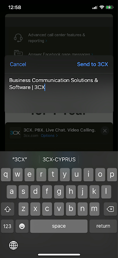 Приложение 3CX V18 Beta для iOS 15 – отправка данных в чат Приложение 3CX V18 Beta для iOS 15 - отправка данных в чат