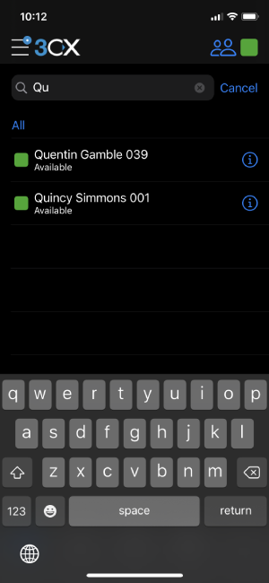 Обновление 3CX для iOS - удобный просмотр статуса в поле поиска