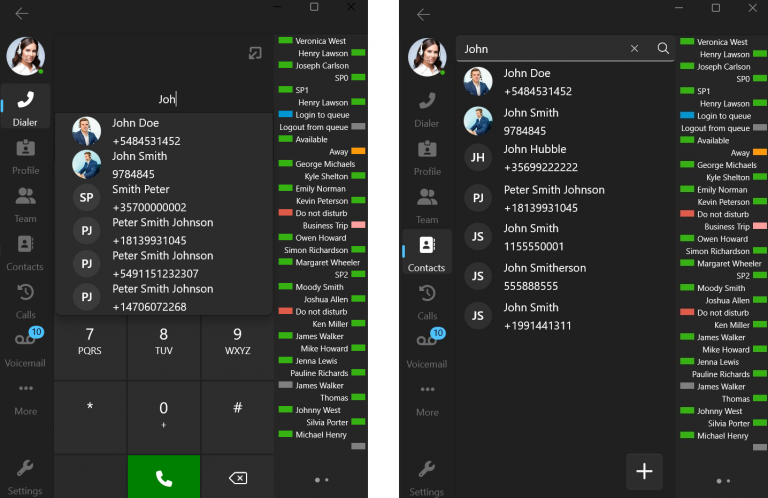Windows Softphone Beta 5 Поиск контактов CRM напрямую из софтфона
