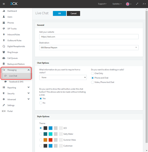 V18 Update 4 Beta - Кастомизация Live Chat из интерфейса управления