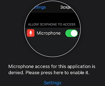 Предрелиз 3CX для iOS - включатели доступа в приложении