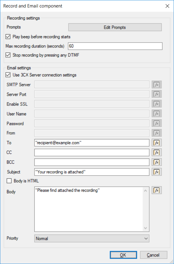 Новый компонент Record and Email в новой версии 3CX Call Flow Designer