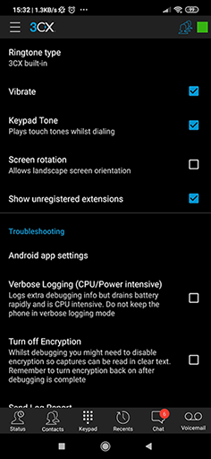 Быстрый корпоративный чат в приложении 3CX для Android - отображение незарегистрированных пользователей