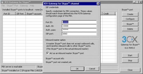 3CX gateway for Skype - Channel