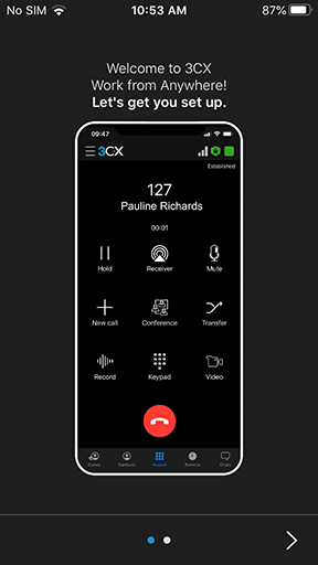 Звонок нажатием по аватару в обновлении 3CX для iOS - мастер первоначальной настройки