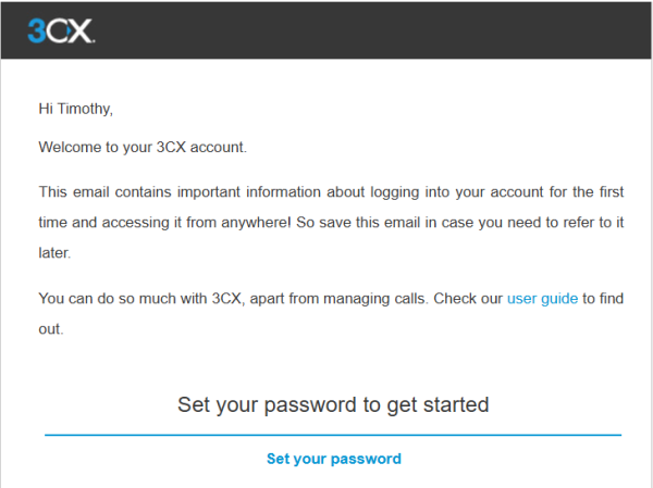 welcome email