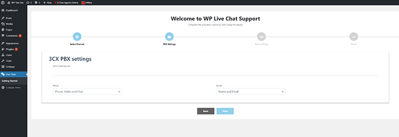 3cx wp by live chat PTE Request